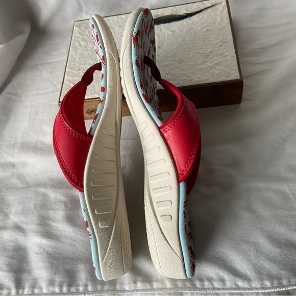 Spenco Yumi Ocean Women's Orthotic Thong Sandal Red/Blue Lobster Size 7B New - Picture 9 of 11